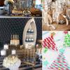 25-Pack Striped Paper Straws For Kids,  Festive Party Decoration Supplies