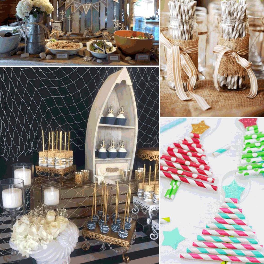 25-Pack Striped Paper Straws For Kids, Festive Party Decoration Supplies