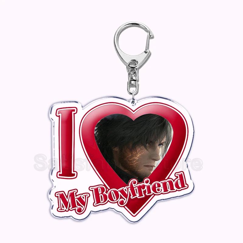 Pfp Sephiroth Acrylic KeyChain Pendant Key Ring I Love My Boyfriend Girlfriend Pink Heart Keyring for Bag Pendant Jewelry Gifts