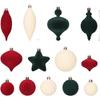 Christmas Velvet Ball Ornaments Set with Swan Shapes for Tree and Window Hanging Modern Holiday Decorative Elements