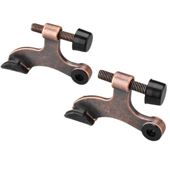 2Pcs Door Stopper Satin Nickel Adjustable Easy-installation with White Rubber Bumper Tips Durable Hinge Pin Door Stop