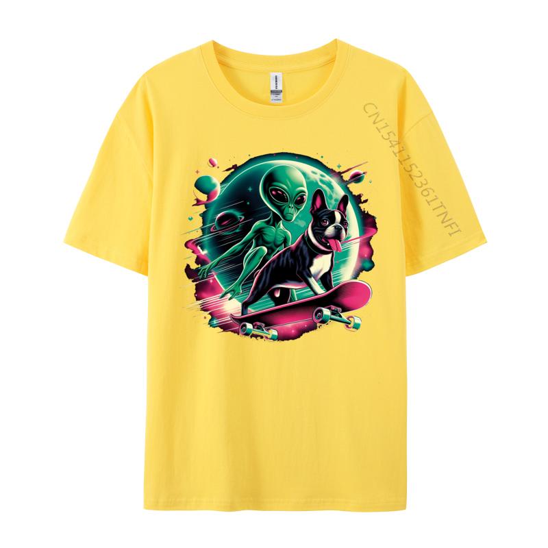 Space Skateboard Alien T Shirt Casual Tshirts Tops Tees For Men Fashionable 100 Cotton Cool T Shirts