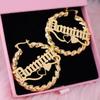 Custom 18K Gold Stainless Steel  Name Heart Twist Earring Personalized Women Girls Big Circle Hoops Initial Letter Hoop Earrings