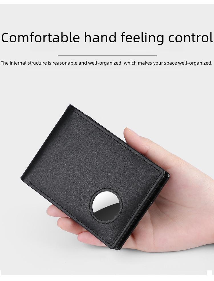 Herren-Geldbörse aus echtem Leder mit Airtag-Halter – Diebstahlsicherer Dollar-Clip