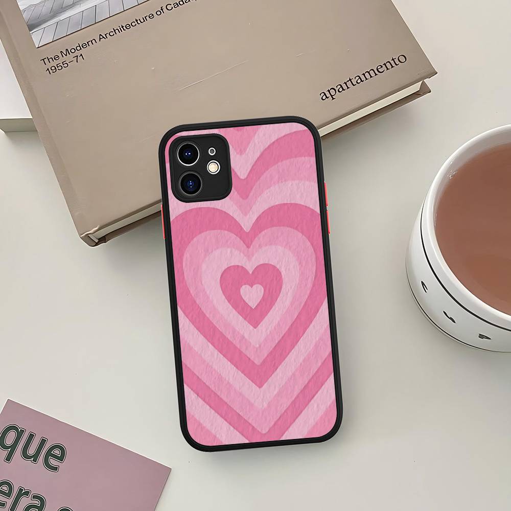 Love Heart Cute Silicone Case For IPhone 16 15 14 13 12 11 Pro Max Plus X XS MAX Shockproof Matte Cover