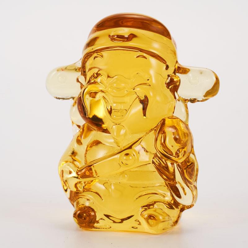 Yellow Crystal Five-Way God of Wealth Home Decoration Ornament: Prosperity Gift for Living Room