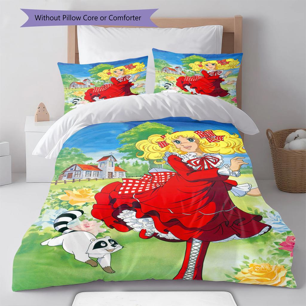Anime Pattern Bedding Quilt Set Quilt Cover Pillowcase Home Decoration Birthday Gift (1 * duvet cover + 2 * pillowcase, without core)