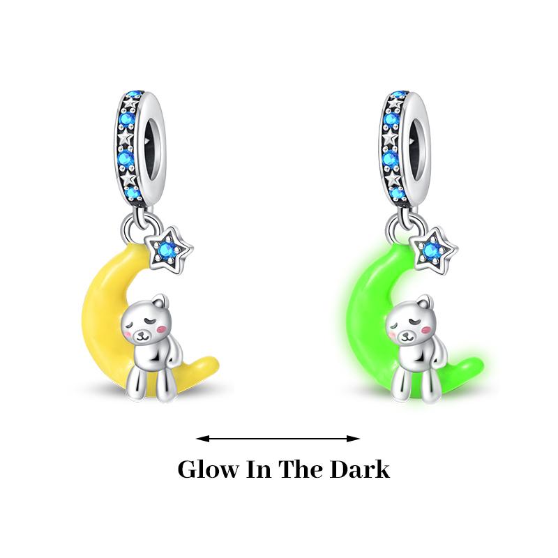 925 Silver Plated Fireflies Butterfly Stars Luminous Charms Beads Fit 3mm 925 Original Bracelets DIY Jewelry Gift