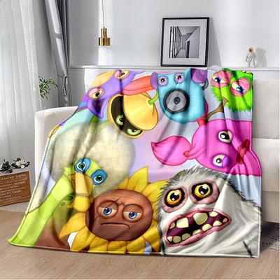 Moje zpívající monstra kreslená videohra Měkká plyšová deka, flanelová deka Hodící deka do obývacího pokoje Ložnice Postel Sofa Piknik