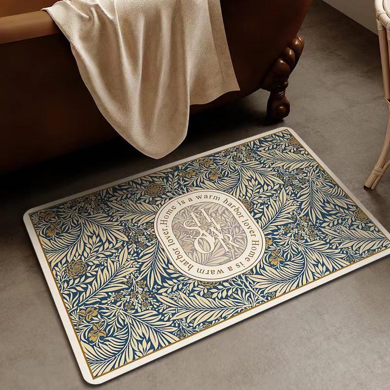 Nordic Vintage Bathroom Dirt Resistant Wear-resistant Easy Care Mat Bathroom Door Moisture-wicking Quick Dry Diatomium Mud Carpet