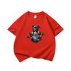 Kids Cotton T Shirt Adorable Pocket Staffordshire Dog Pattern Print Crew Neck Short Sleeve Tee Casual Boys Girls Summer Tops