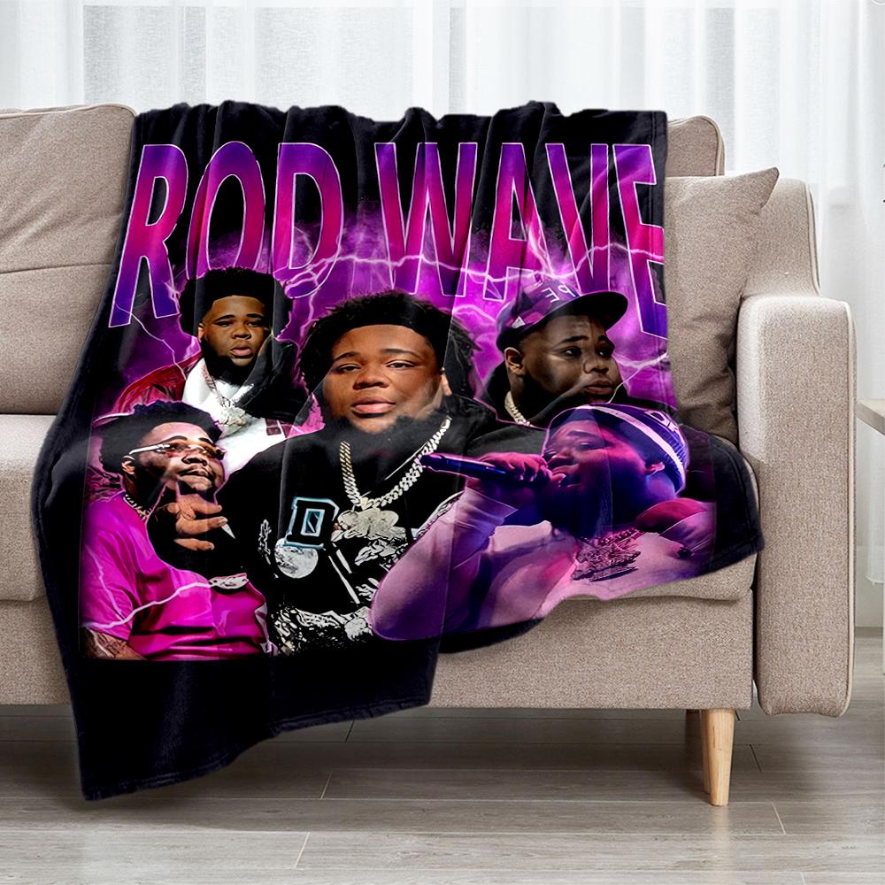 Rod Wave Theme Printed Blanket - Perfect for Couch, Bed, Travel & Outdoor Use | Machine Washable, Cozy & Durable.