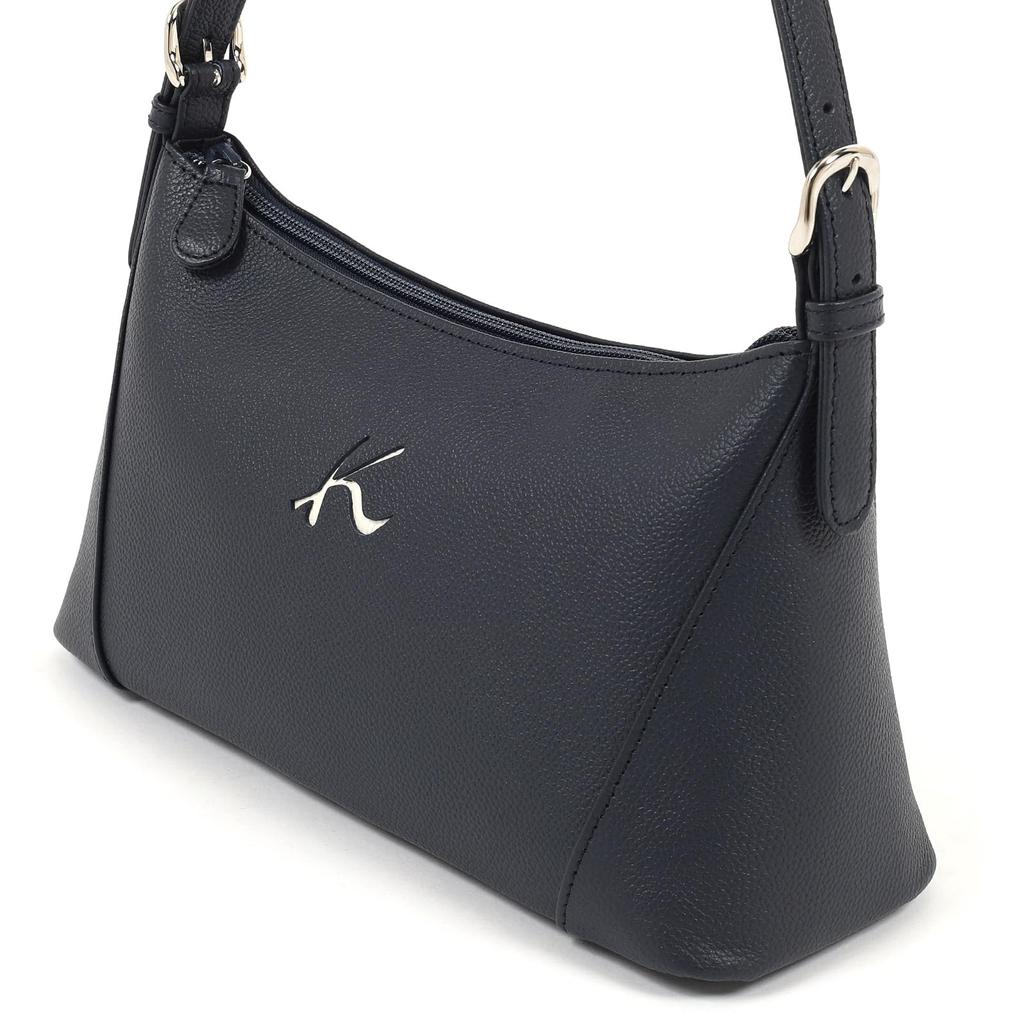 Kitamura Y-1455 Kleine geprägte Rindsleder Halbschultertasche, Dunkelblau (Marine) 10101