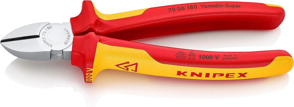 KNIPEX Insulated 1000V Electrician's Nippers, 180mm, 7006180