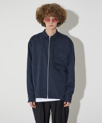 Millin Zipper-To-Pocket Shirt Jacket (Navy)