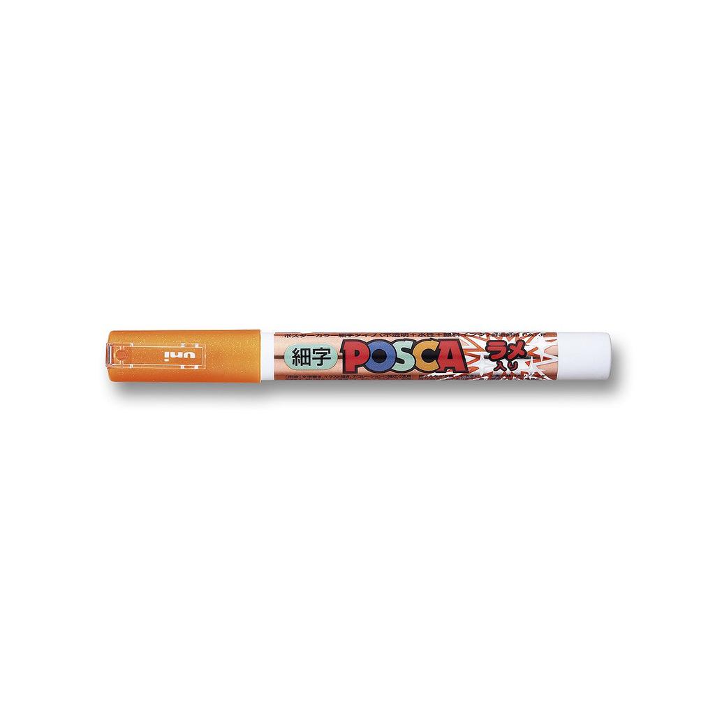Mitsubishi Pencil Pigment Sign Posca Orange Water-Based Pen, (Fine Point), (Glitter)