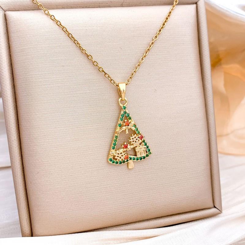 Christmas Necklace Women Titanium Steel Festive Design Trendy Accessory