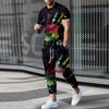 Summer Set Men Oversized T Shirt Pants Sets Print Men's Clothing Casual Tops Trousers Suits Men Tracksuits Sweatpants Outfits