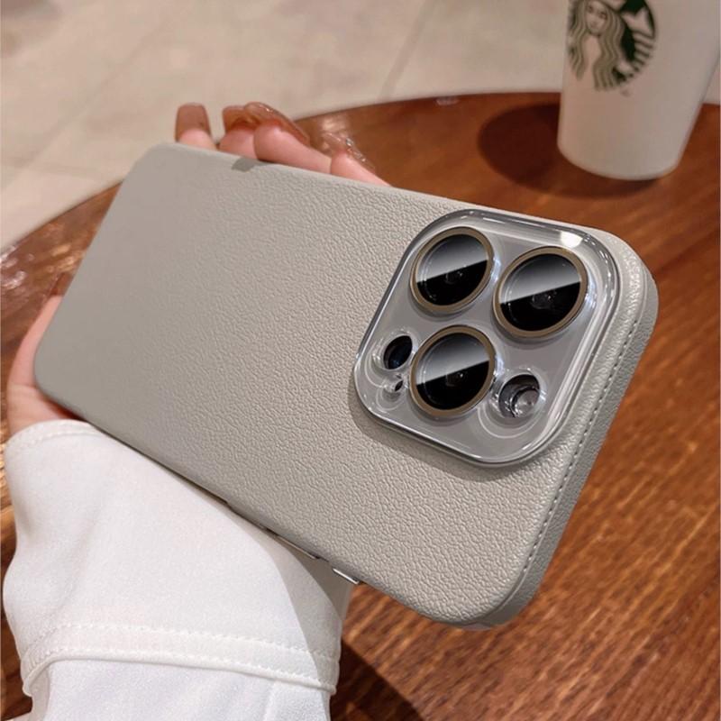 Luxury Leather Texture Silicone Case for Apple iPhone 16 15 14 Plus 13 12 Pro Max Glass Camera Lens Protection Shockproof Cover