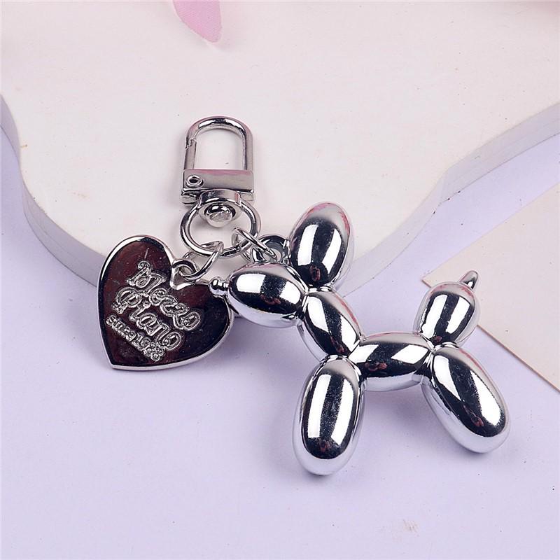 Balloon Dog Keychain Alloy Heart DIY Phone Case & AirPods Protective Earphone Case Pendant.