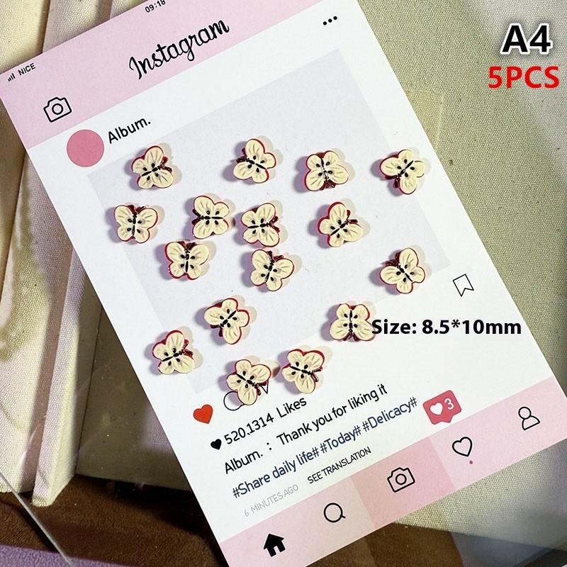 5/24/30Pcs Resin Simulated Fruit Nail Art Charms Cute Red Painted Multiple Shapes DIY Decorations for Creative DIY Nails