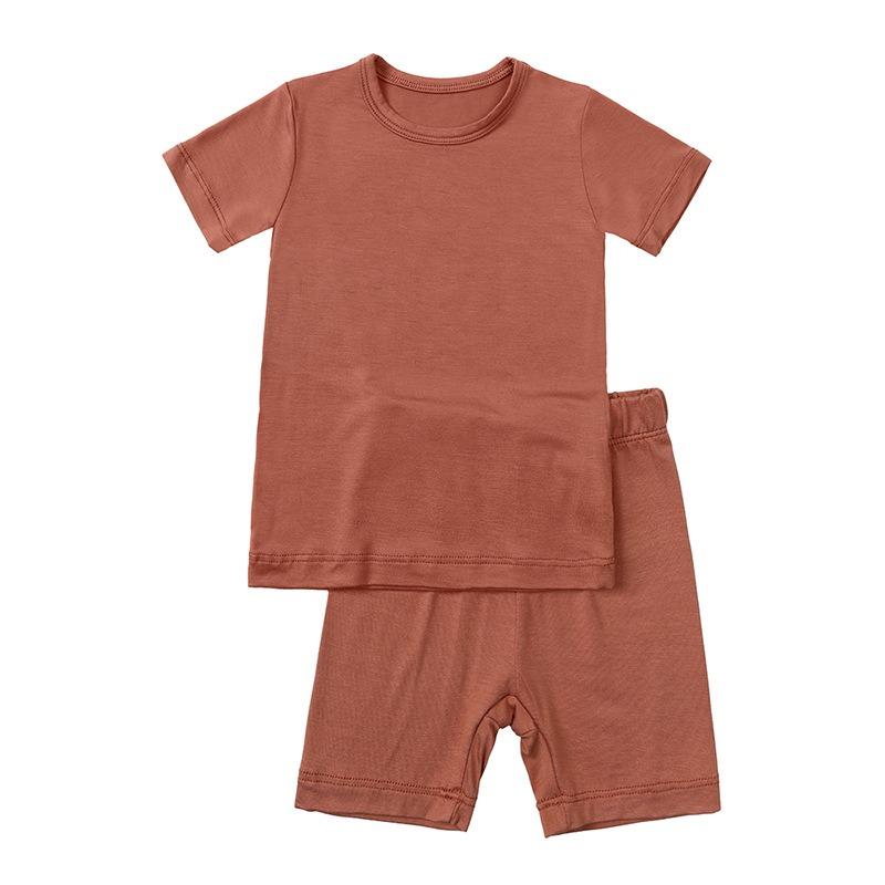 Bamboo Fiber Kids Boys Girls Clothes Set Breathable Pajamas Short Sleeve Top+Shorts Baby Loungewear Children's Sleepwear