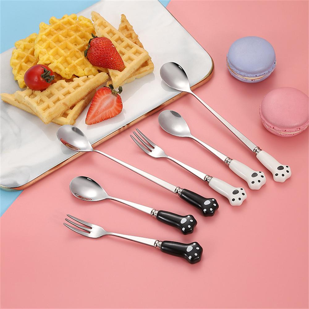 Cartoon Kinderlöffel Edelstahl Lebensmittelqualität Niedlich Sechs Farben Optional Küchenhelfer Langer Griff Eisdessertlöffel