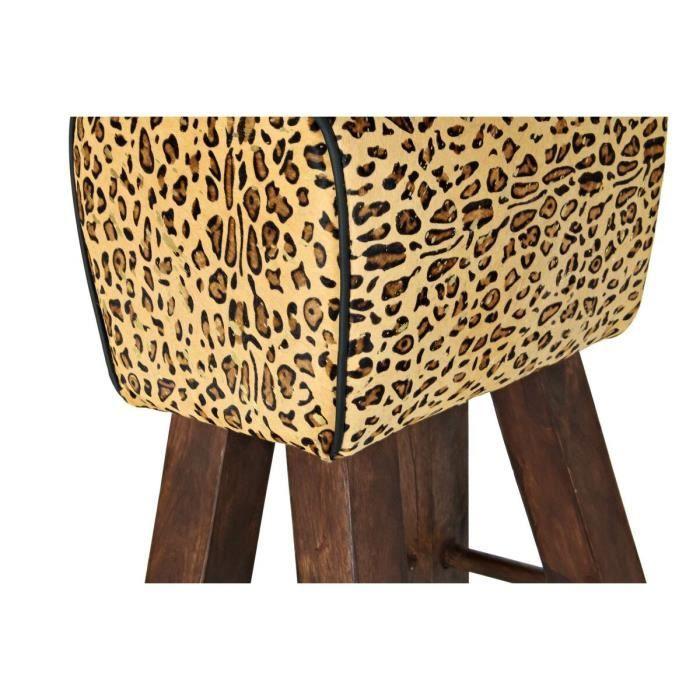 Tabouret - Marque inconnue - Noir - Cuir Marron - 43x35x75 cm