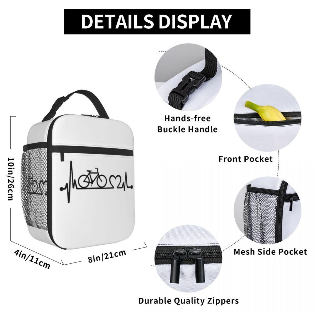Mountain Bike Cycling Pulse Insulated Lunch Bag for Women Kids Leakproof Food Boxes Thermal Lunch Box Tote