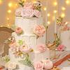 Artificial Flower Combination Box Set, Pink Silk Artificial Rose Bride Bouquet for Outgoing/Indoor DIY Center Piece Flowers for