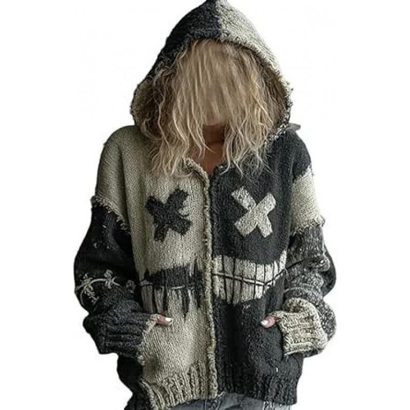 2025 Trendy Autumn/Winter Loose V-Neck 3D Knit Women's Drop Shoulder Top