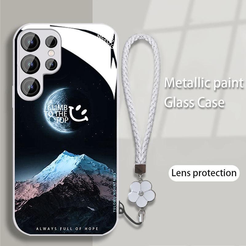 Snow Mountain Is Suitable for Samsung S24ULTRA Mobile Phone Case S23 Glass Mirror S22 Trendy Brand A52A54 Boys New A14