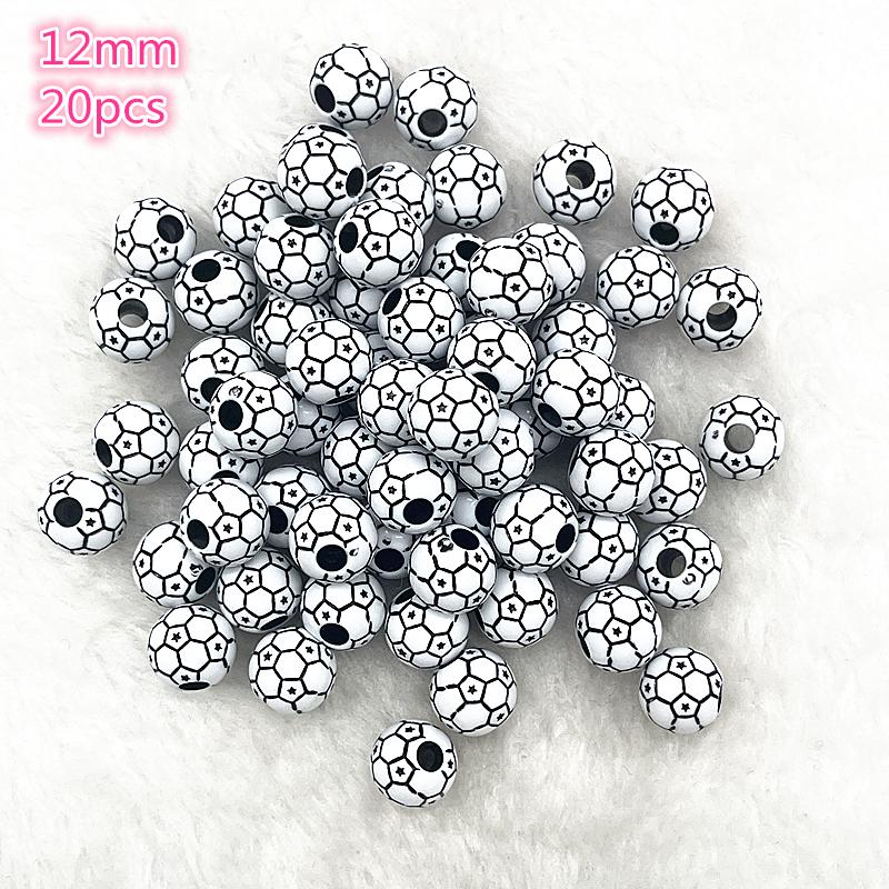 10-20Pcs Sport Rugby Tennis Basketball Football Volleyball Beads Spacer Acrylic Beads For Jewelry Making DIY Bracelet Necklace