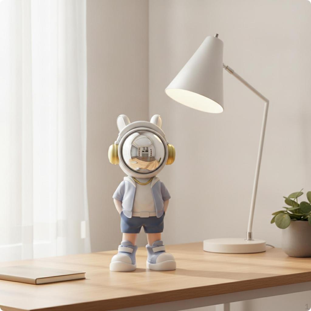 Dekorace astronauta s helmou, pryskyřičná soška, stolní figurka pro sběratele, do kanceláře,
