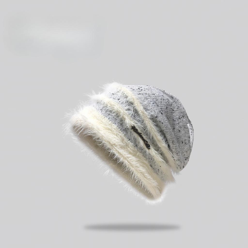 Autumn and winter warm, retro big head, big face, small plush pile hat girl