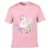 Pastel Swan Floral Butterfly Waterco Unisex Summer Washed Tee Loose Distressed Top