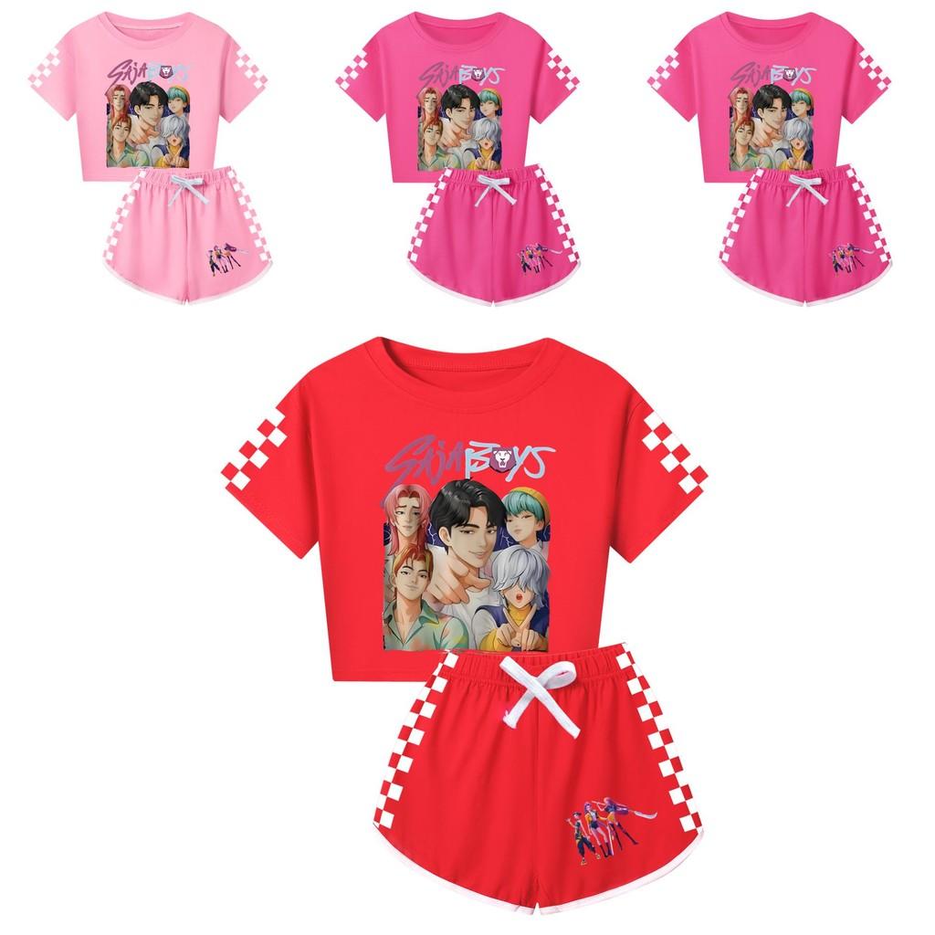 Kpop Demon Hunters Saja Jongens Print Volwassen Kind Korte Mouw Korte Broek Familie Pyjamaset Voor Gezellige Nachtkleding