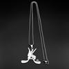 Ice Hockey Chain Women Men Stainless Steel Silver Color Stone Hockey Stick Never Give Up Sports Male Necklace Jewelry Gifts