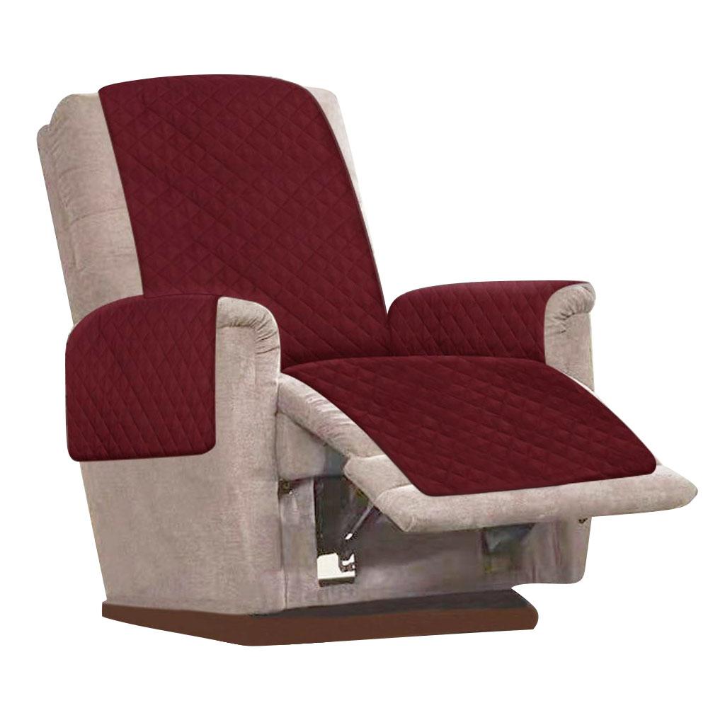 Recliner Chair Sofa Cover Polyester Fiber Couch Furniture Protector with Side Pocket Anti Slip Armchair Cover Washable Chair Mat