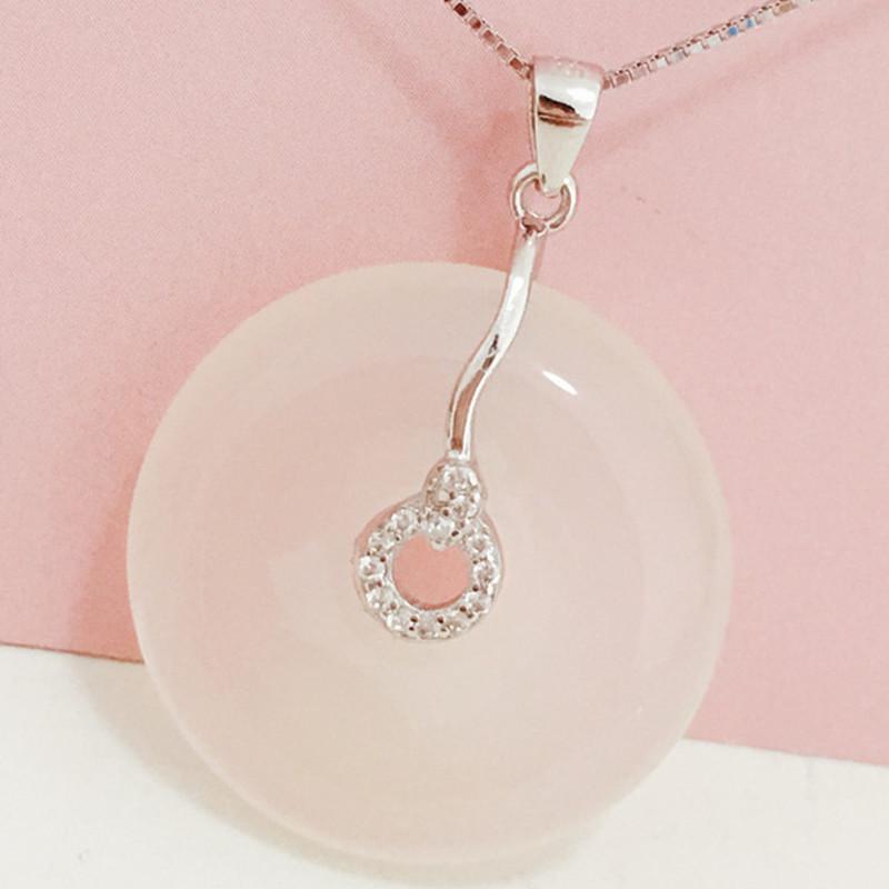 S925 Sterling Silver Safety Clip Pendant for Jade or Crystal