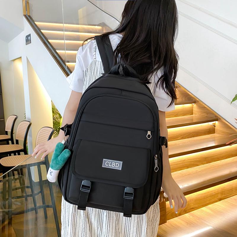 Four-Piece Backpack Set Student Schoolbag Women's Solid Color Backpack