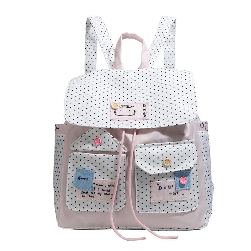 High value large capacity floral canvas backpack niche design girl heart student class backpack commuter schoolbag