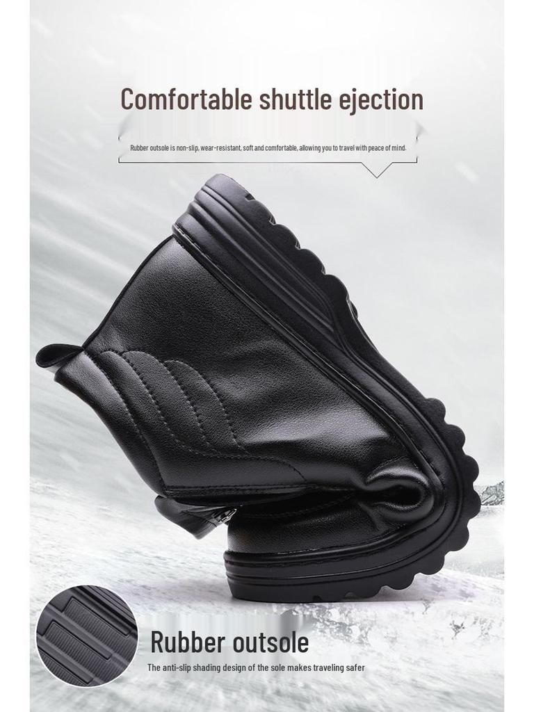 Men's Velvet-Inside High-Top Warm Slip-On Leather Shoes