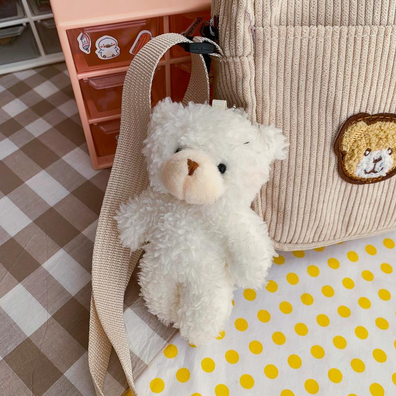 New cute embroidered bear mobile phone bag corduroy soft girl girl student shoulder messenger bag