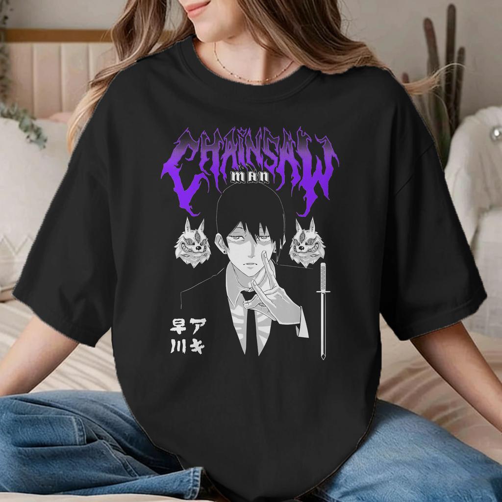Fun Power ChainsawUnisexs TShirt Unisex Unisexs Crewneck Pure Cotton T Shirts Anime Unisexga Short Sleeve Tees New Arrival Clothes