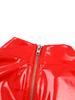 Women's Wetlook Patent Leather Mock Neck Long Sleeve Hollow Out Crop Tops Clubwear