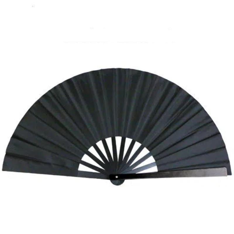 

Черные ребра из алюминиевого сплава Веер для тай-чи Боевые искусства Самооборона Кольцо Кунг-фу Китайское ушу Односторонние складные ручные вееры