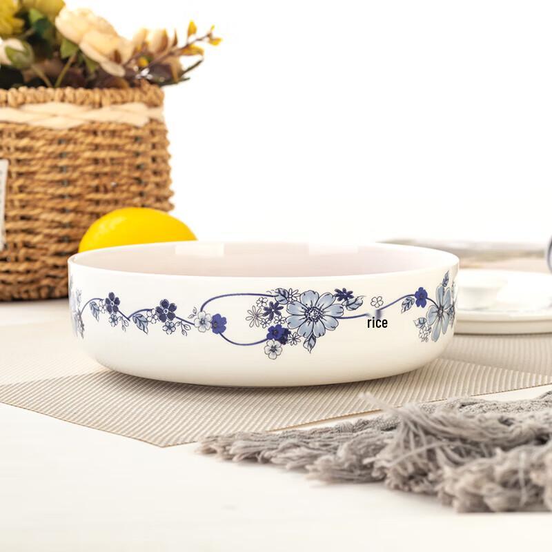 Tangshan Bone China 7-inch Deep Soup Bowl with Lid - Green Floral