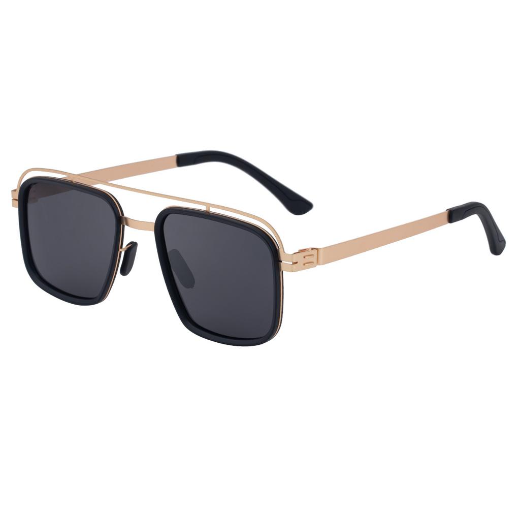 KLASSNUM Square Polarized Sunglasses Men Double Bridge Personalized Sunscreen Glasses Eyeglasses Outdoor Cycling Driving Goggles