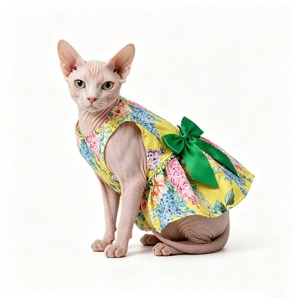 Beautiful Print Sphynx Cat Skirt Dress for Cats Gotas Summer Pet Clothes Kitten Kedi Dresses Mascotas Clothing Disfraz Perro